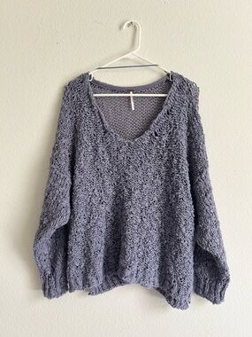 Free People Dusty Lavender Chunky Open-Knit Sweater